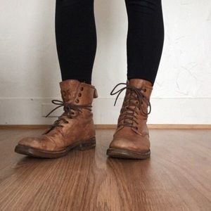 Tan Frye Combat Boots
